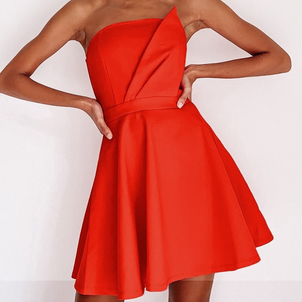 Lulus: Red Strapless Skater Dress